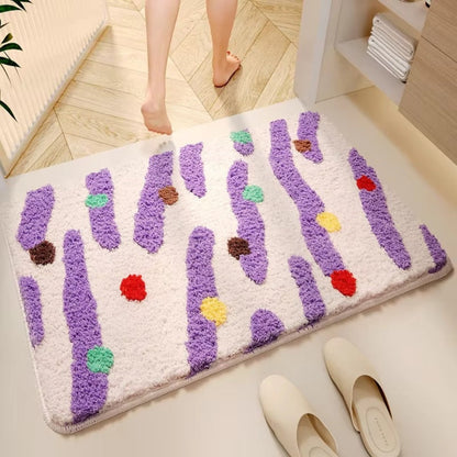 Candi Badematte - Rutschfestes Soft-Touch-Silikon, Bunte Wellenpunkte 0