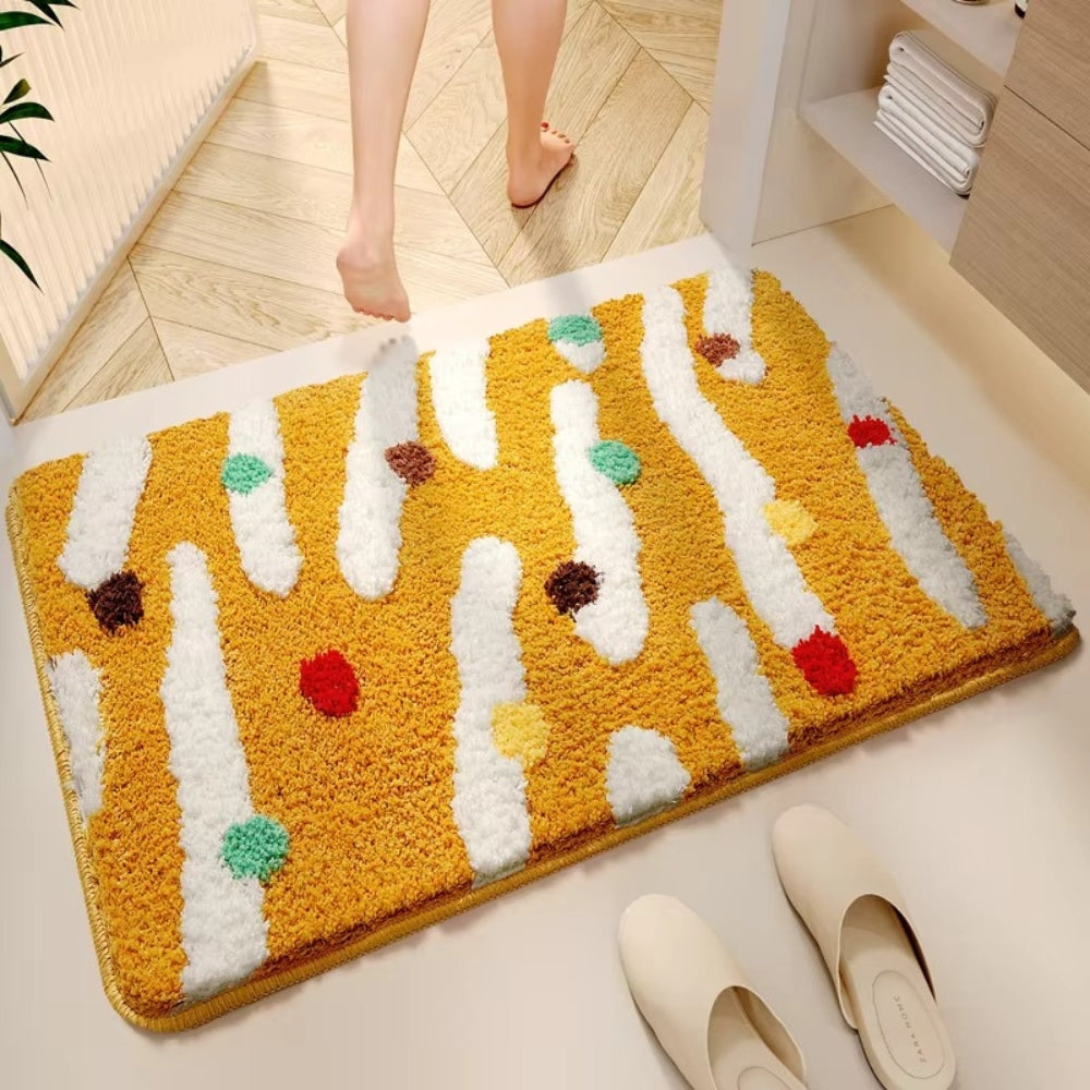 Candi Badematte - Rutschfestes Soft-Touch-Silikon, Bunte Wellenpunkte 1