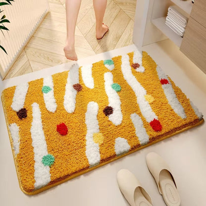 Candi Badematte - Rutschfestes Soft-Touch-Silikon, Bunte Wellenpunkte 1