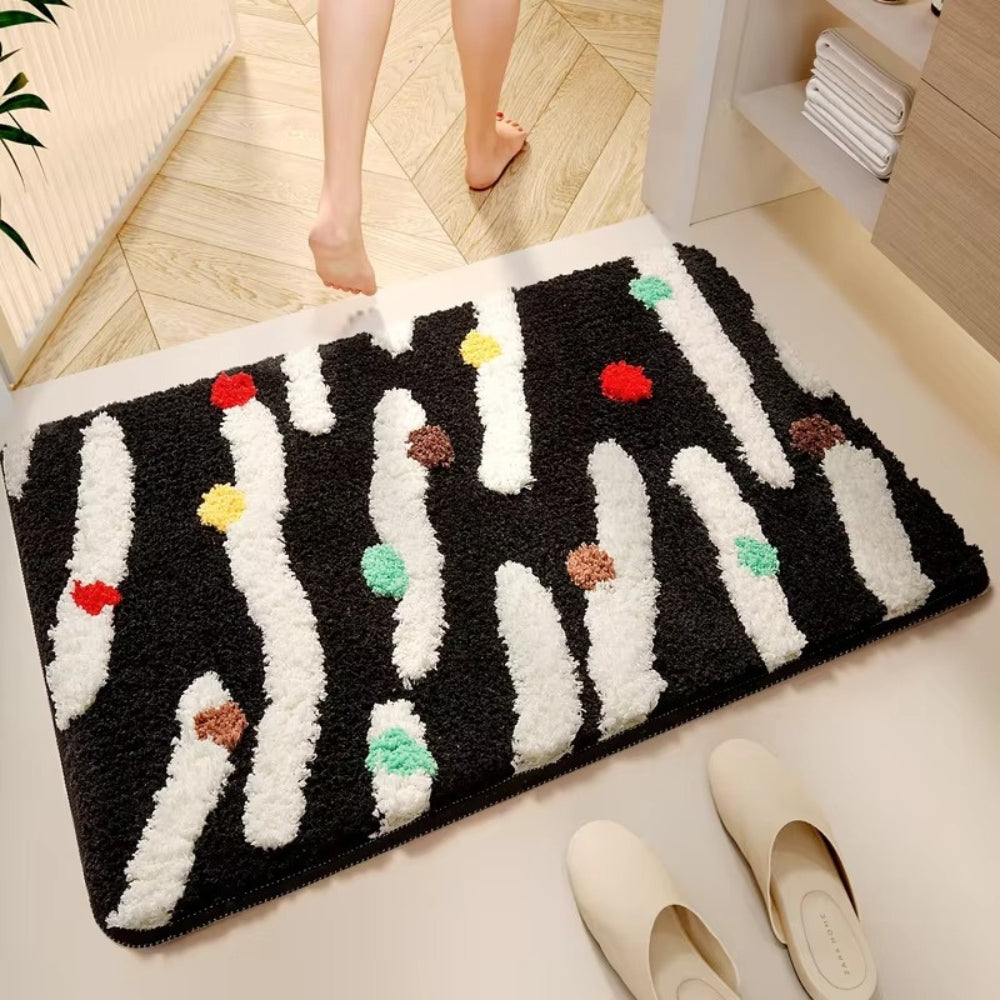 Candi Badematte - Rutschfestes Soft-Touch-Silikon, Bunte Wellenpunkte 2