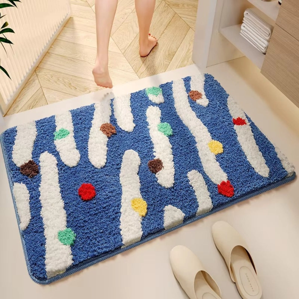 Candi Badematte - Rutschfestes Soft-Touch-Silikon, Bunte Wellenpunkte 3