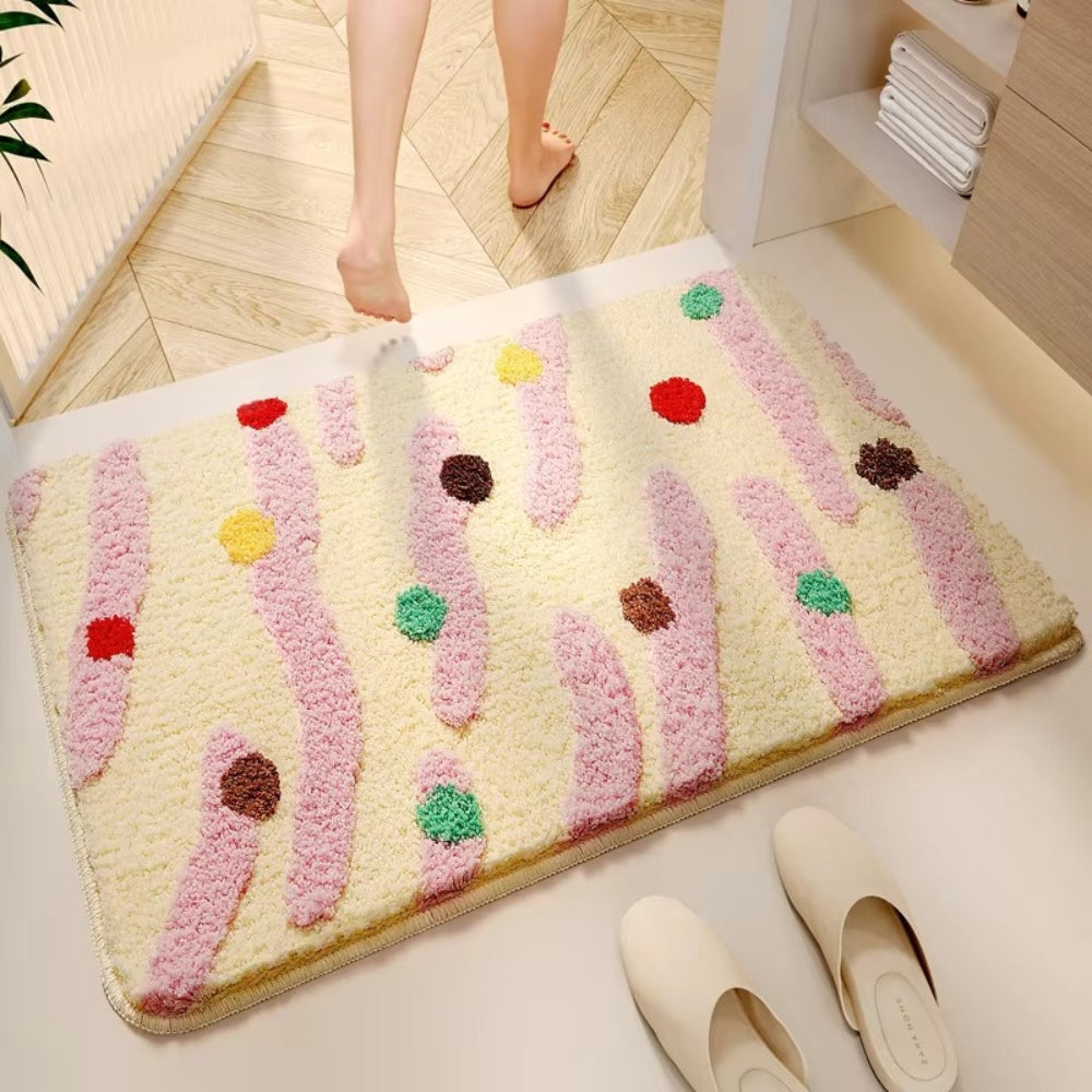 Candi Badematte - Rutschfestes Soft-Touch-Silikon, Bunte Wellenpunkte 4
