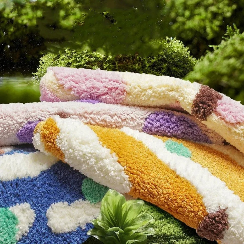 Candi Badematte - Rutschfestes Soft-Touch-Silikon, Bunte Wellenpunkte 5