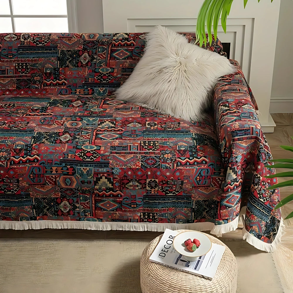 Cassandra Sofa Bezug - Geometrisches Chenille, Vintage-Charme 0