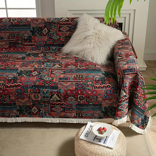 Cassandra Sofa Bezug - Geometrisches Chenille, Vintage-Charme 0