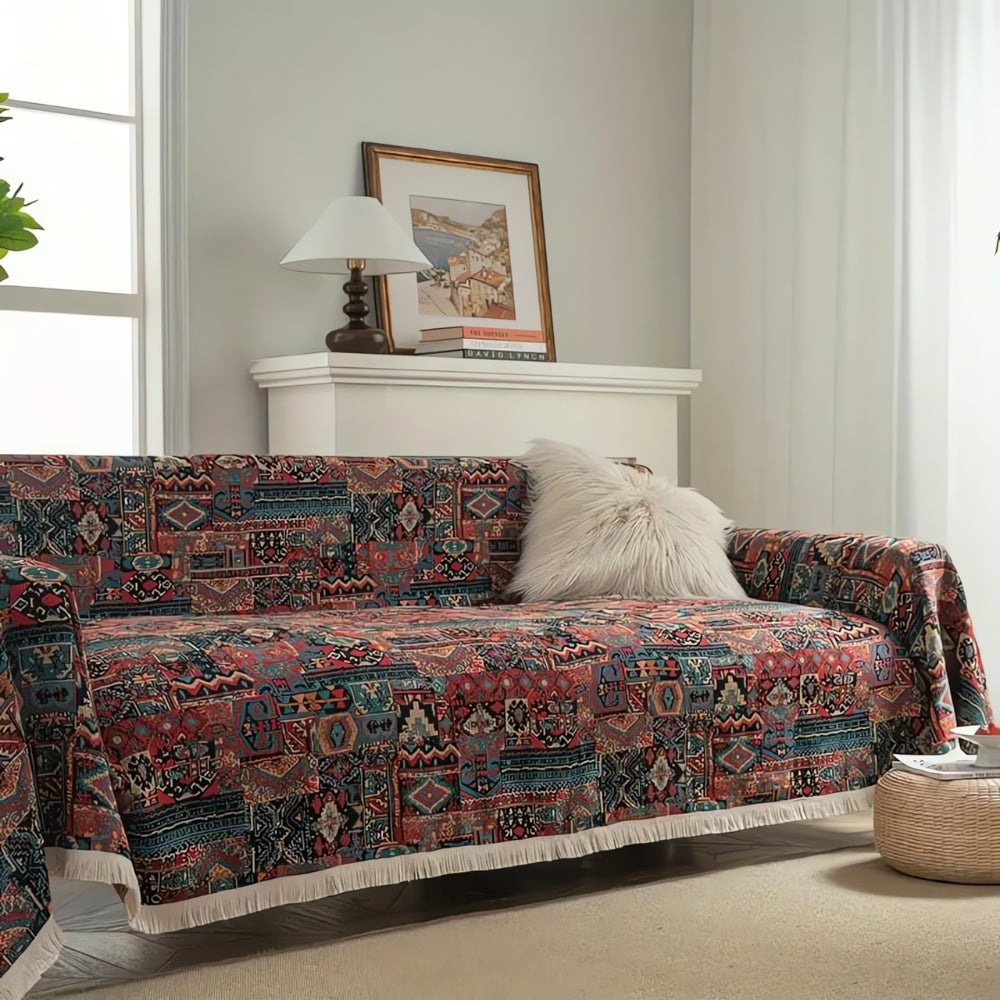 Cassandra Sofa Bezug - Geometrisches Chenille, Vintage-Charme 1
