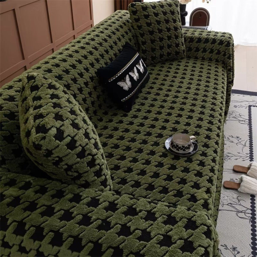 Cavalli Sofa Bezug - Hahnentritt-Muster, Ultraweich, Rutschfest 4
