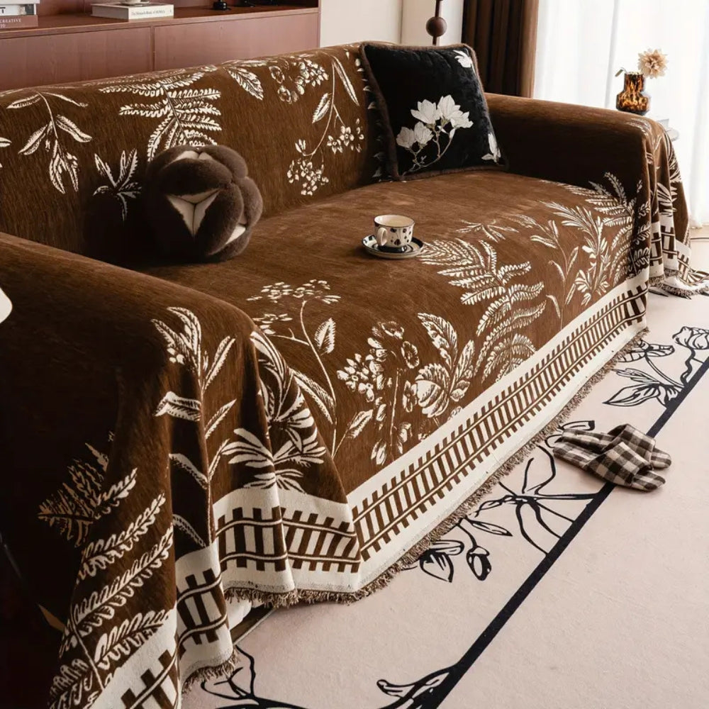 Celestra Sofabezug - Hochwertiges Chenille, Botanisches Muster 4