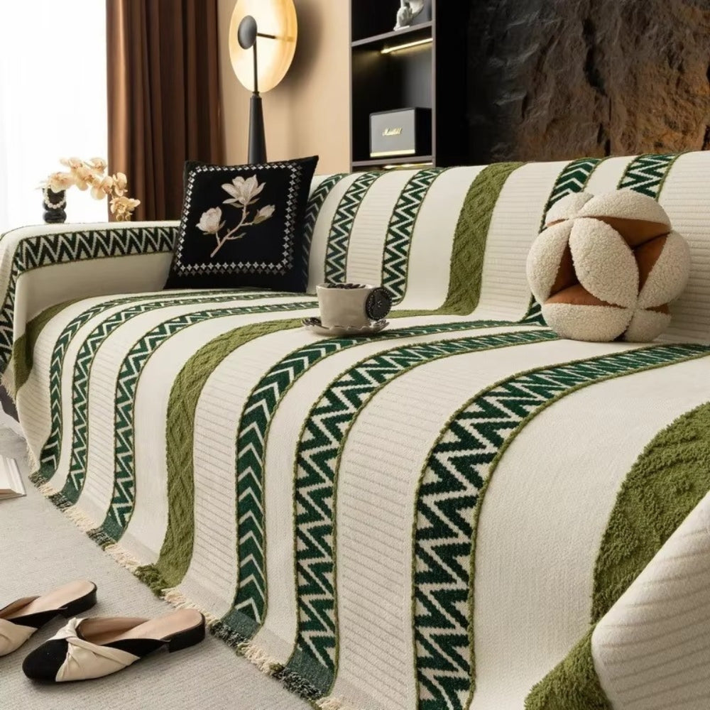 Cento Chenille Sofabezug - Chevron-Muster, Weich und Rutschfest 0