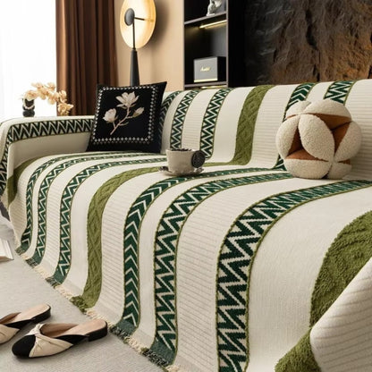 Cento Chenille Sofabezug - Chevron-Muster, Weich und Rutschfest 0