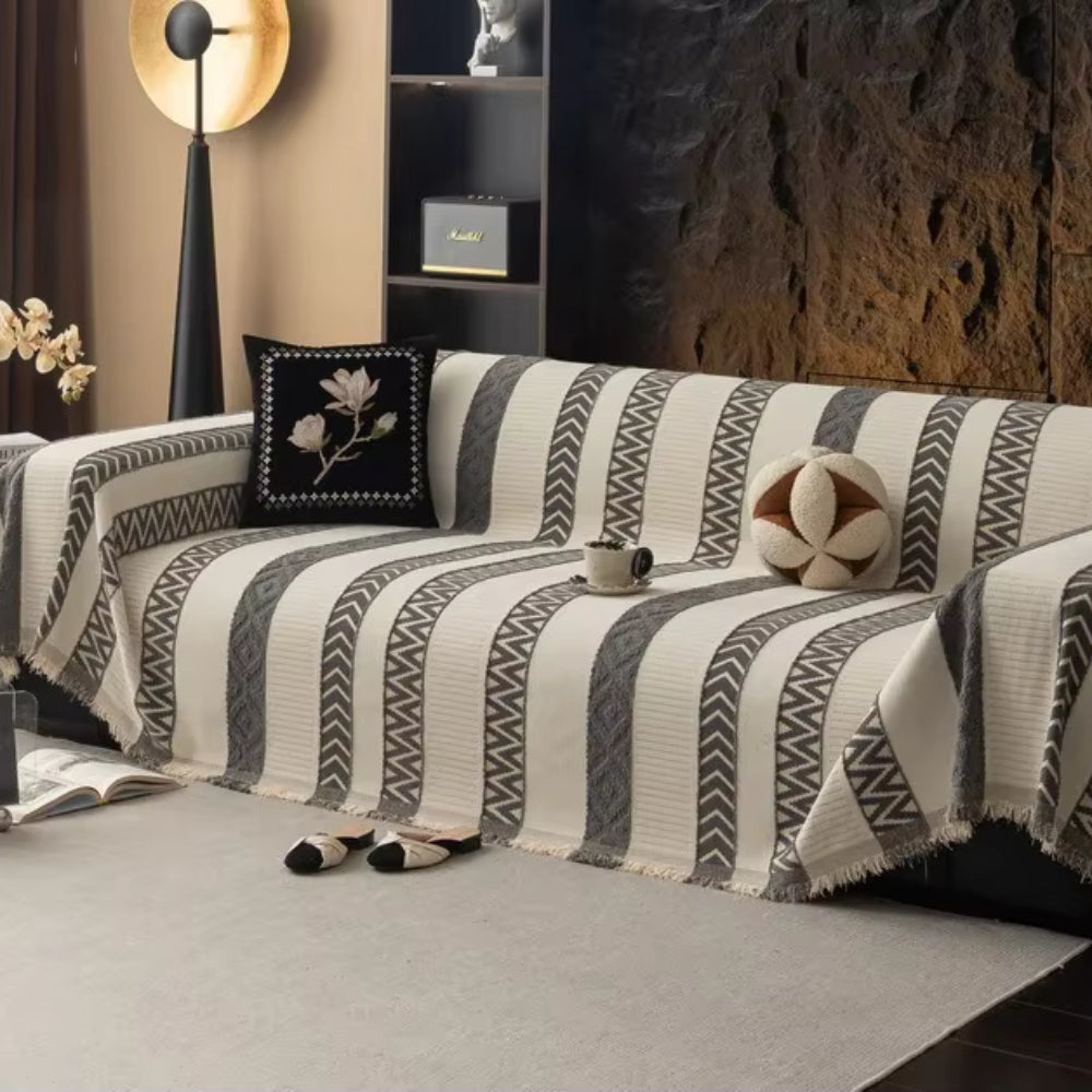 Cento Chenille Sofabezug - Chevron-Muster, Weich und Rutschfest 1