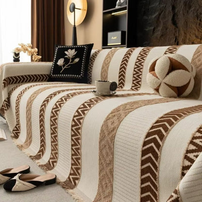 Cento Chenille Sofabezug - Chevron-Muster, Weich und Rutschfest 2