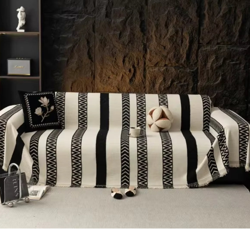Cento Chenille Sofabezug - Chevron-Muster, Weich und Rutschfest 3