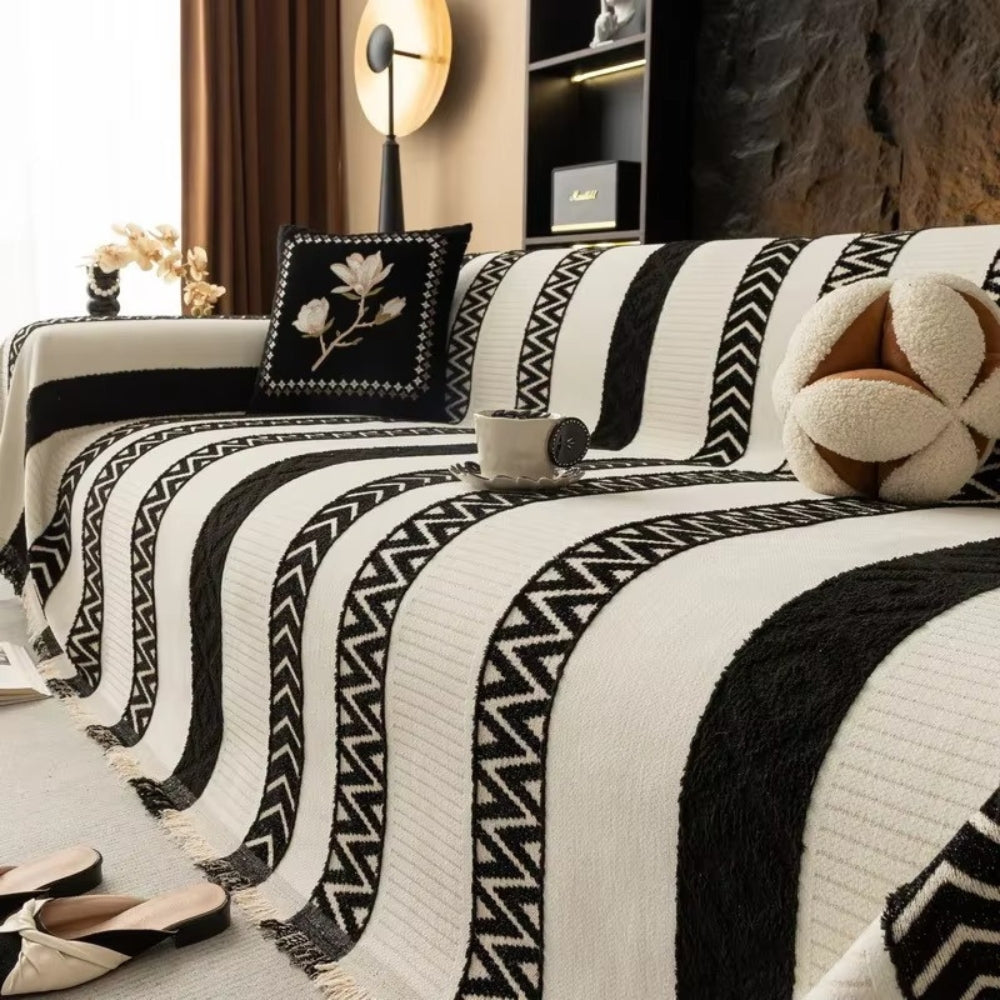 Cento Chenille Sofabezug - Chevron-Muster, Weich und Rutschfest 4