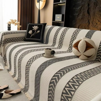 Cento Chenille Sofabezug - Chevron-Muster, Weich und Rutschfest 5