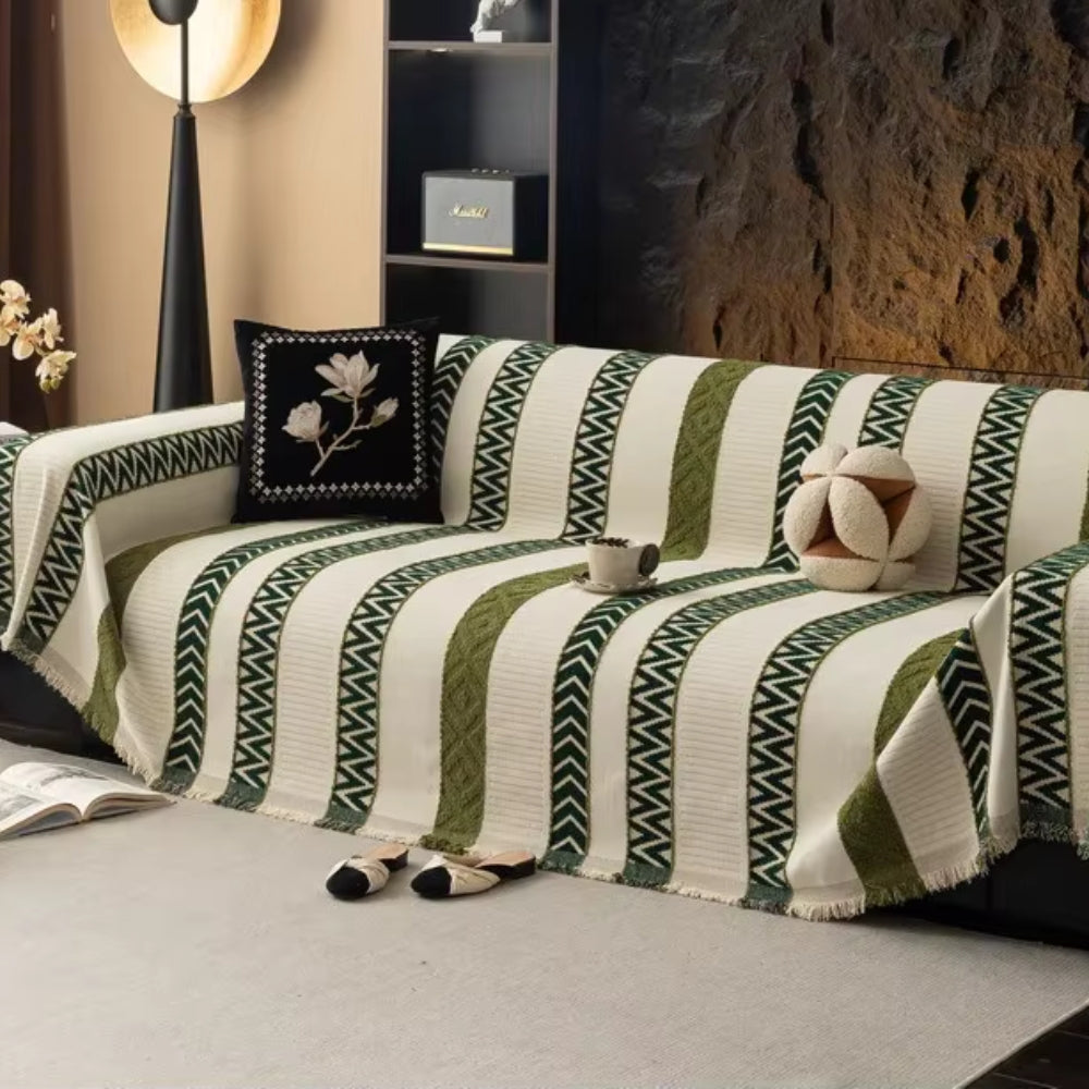 Cento Chenille Sofabezug - Chevron-Muster, Weich und Rutschfest 6