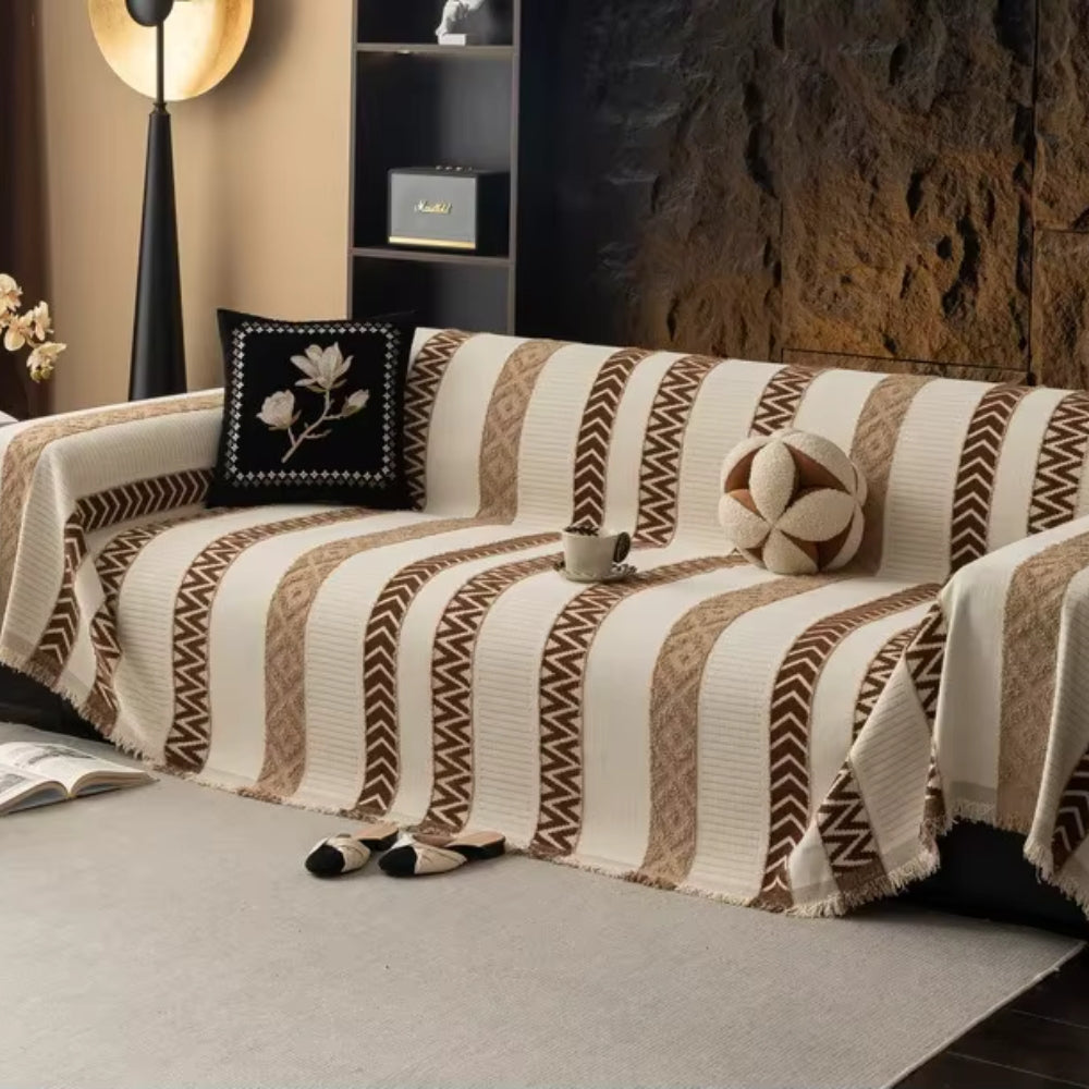 Cento Chenille Sofabezug - Chevron-Muster, Weich und Rutschfest 8