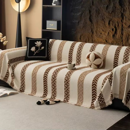 Cento Chenille Sofabezug - Chevron-Muster, Weich und Rutschfest 8