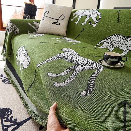 Chantex Sofaüberwurf - Mikrofaser, Reversibel mit Panda-Leopardenmuster 1
