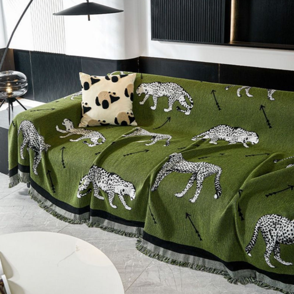 Chantex Sofaüberwurf - Mikrofaser, Reversibel mit Panda-Leopardenmuster 2