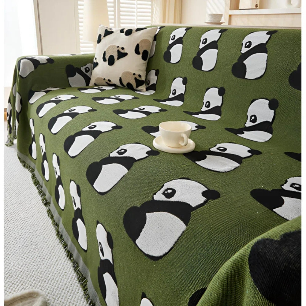 Chantex Sofaüberwurf - Mikrofaser, Reversibel mit Panda-Leopardenmuster 4