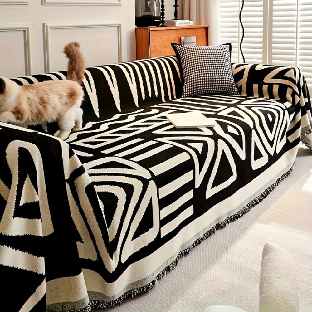 Clean Lines Sofa Bezug - Weicher Chenille-Stoff, Dreiecksmuster 1
