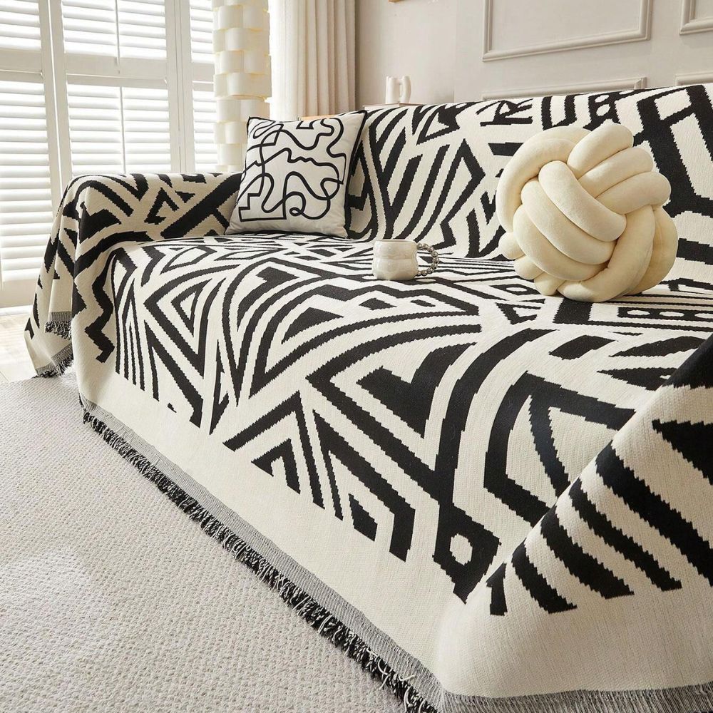 Clean Lines Sofa Bezug - Weicher Chenille-Stoff, Dreiecksmuster 2