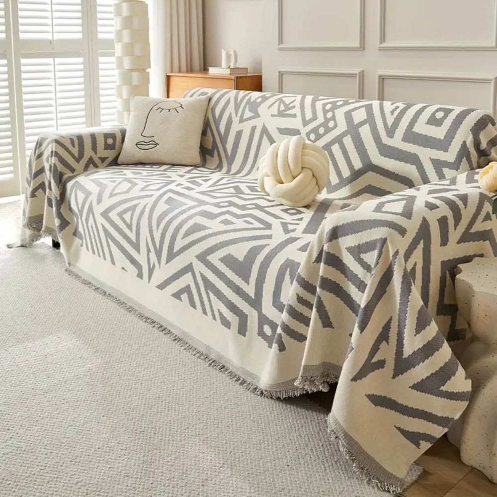 Clean Lines Sofa Bezug - Weicher Chenille-Stoff, Dreiecksmuster 4