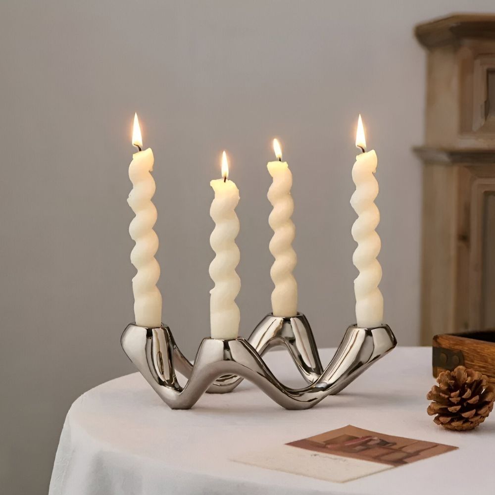 Cosima Kerzenhalter - Keramik, Modernes Design, Wellenform 0