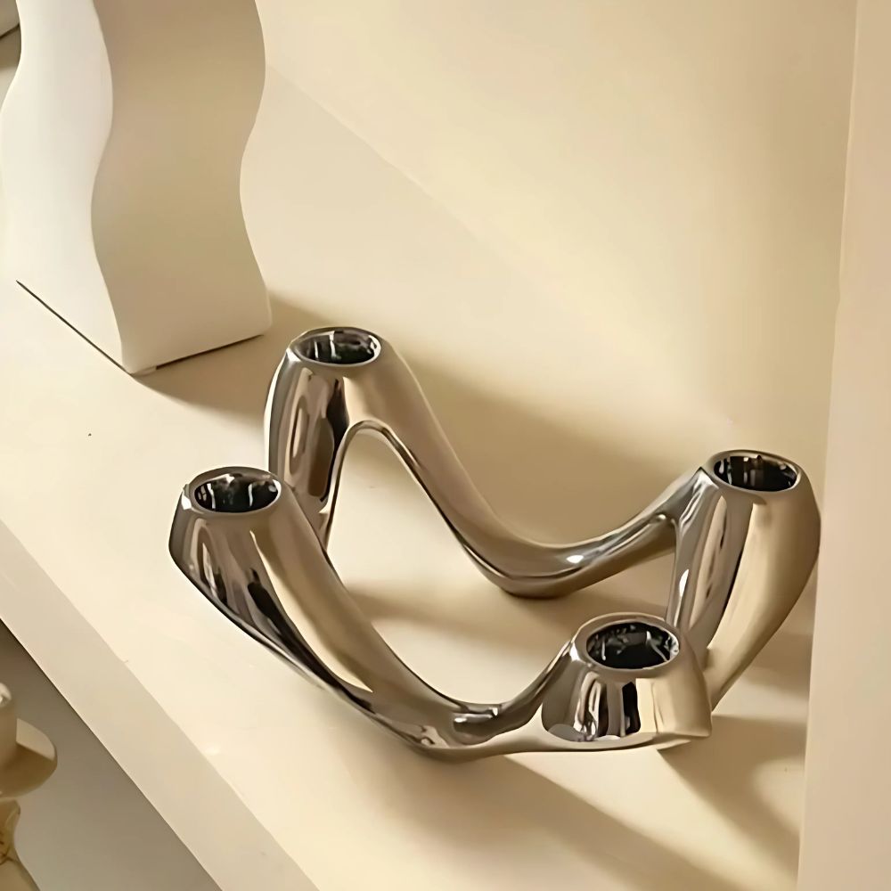 Cosima Kerzenhalter - Keramik, Modernes Design, Wellenform 3