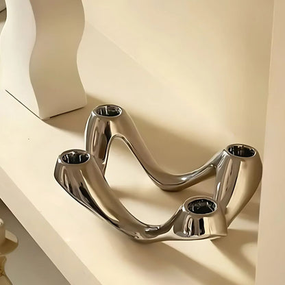 Cosima Kerzenhalter - Keramik, Modernes Design, Wellenform 3