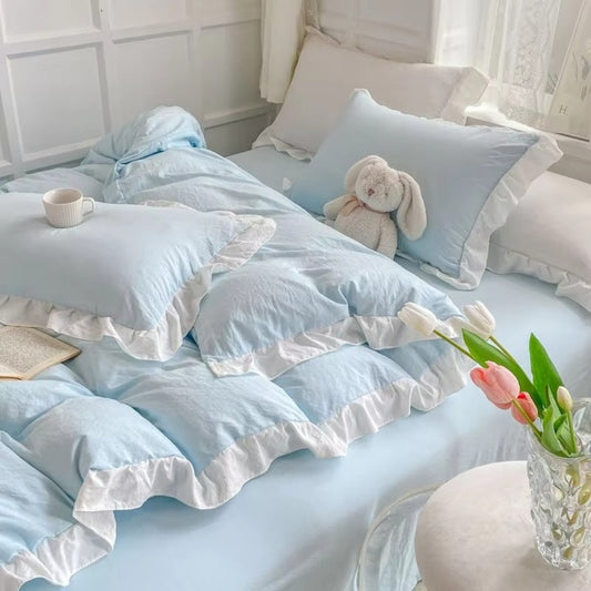 DreamRuffle™ - Bettwäsche Set Baumwolle - Verspieltes Design - Romantisches Schlafzimmer Set
