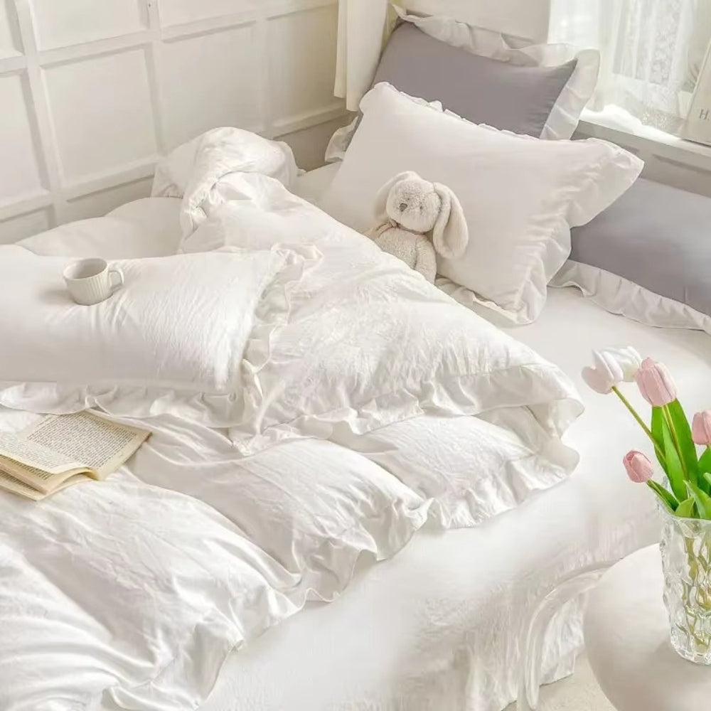 DreamRuffle™ - Bettwäsche Set Baumwolle - Verspieltes Design - Romantisches Schlafzimmer Set