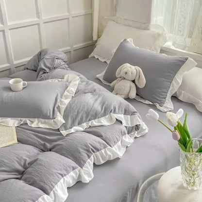 DreamRuffle™ - Bettwäsche Set Baumwolle - Verspieltes Design - Romantisches Schlafzimmer Set