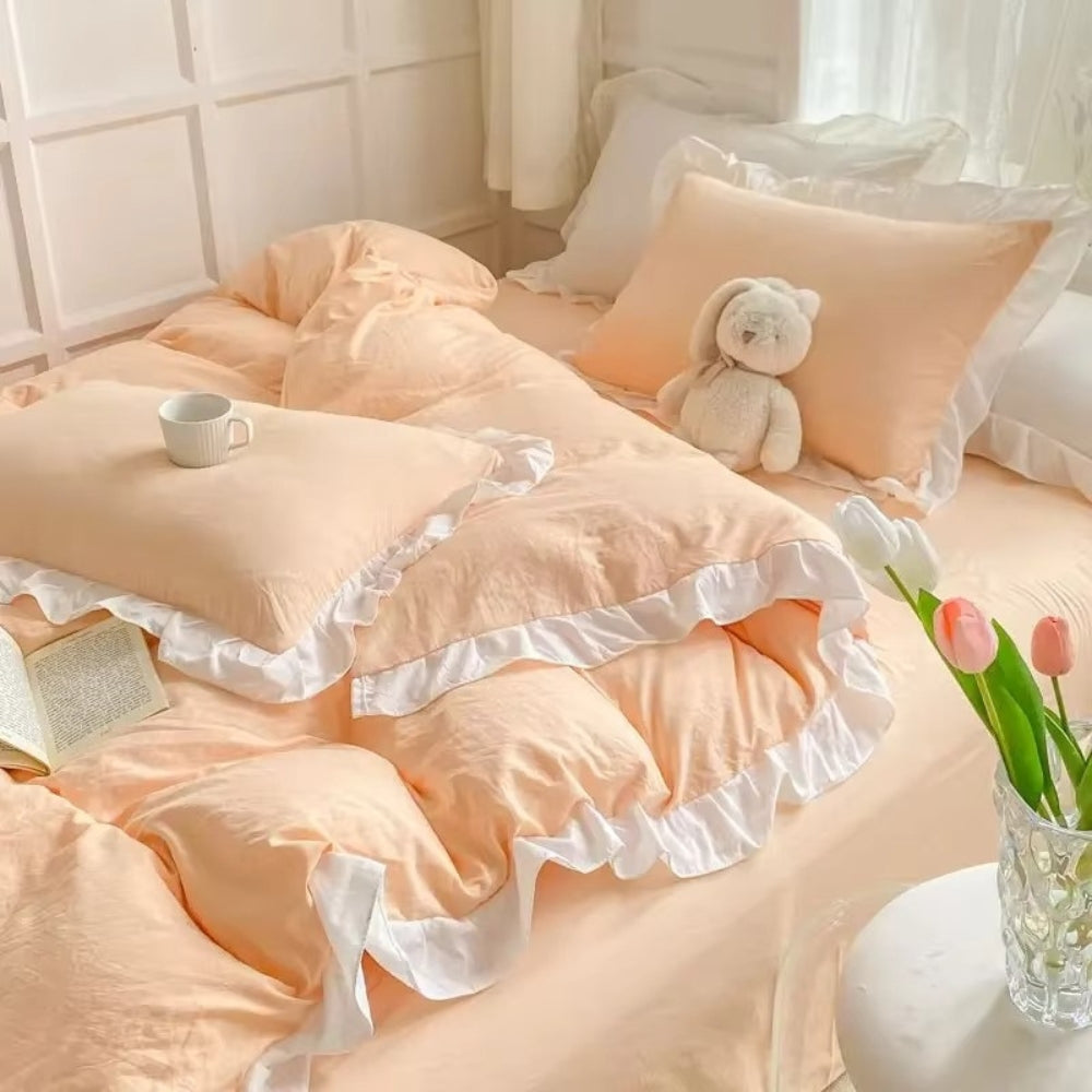 DreamRuffle™ - Bettwäsche Set Baumwolle - Verspieltes Design - Romantisches Schlafzimmer Set