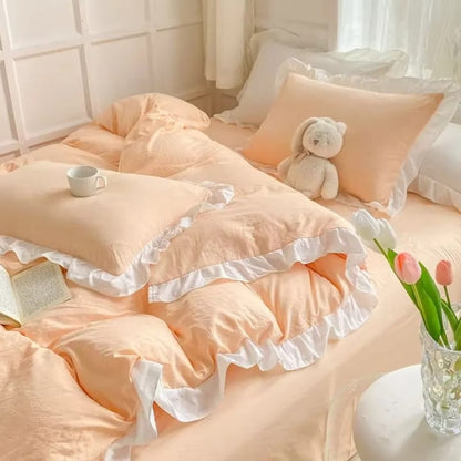 DreamRuffle™ - Bettwäsche Set Baumwolle - Verspieltes Design - Romantisches Schlafzimmer Set