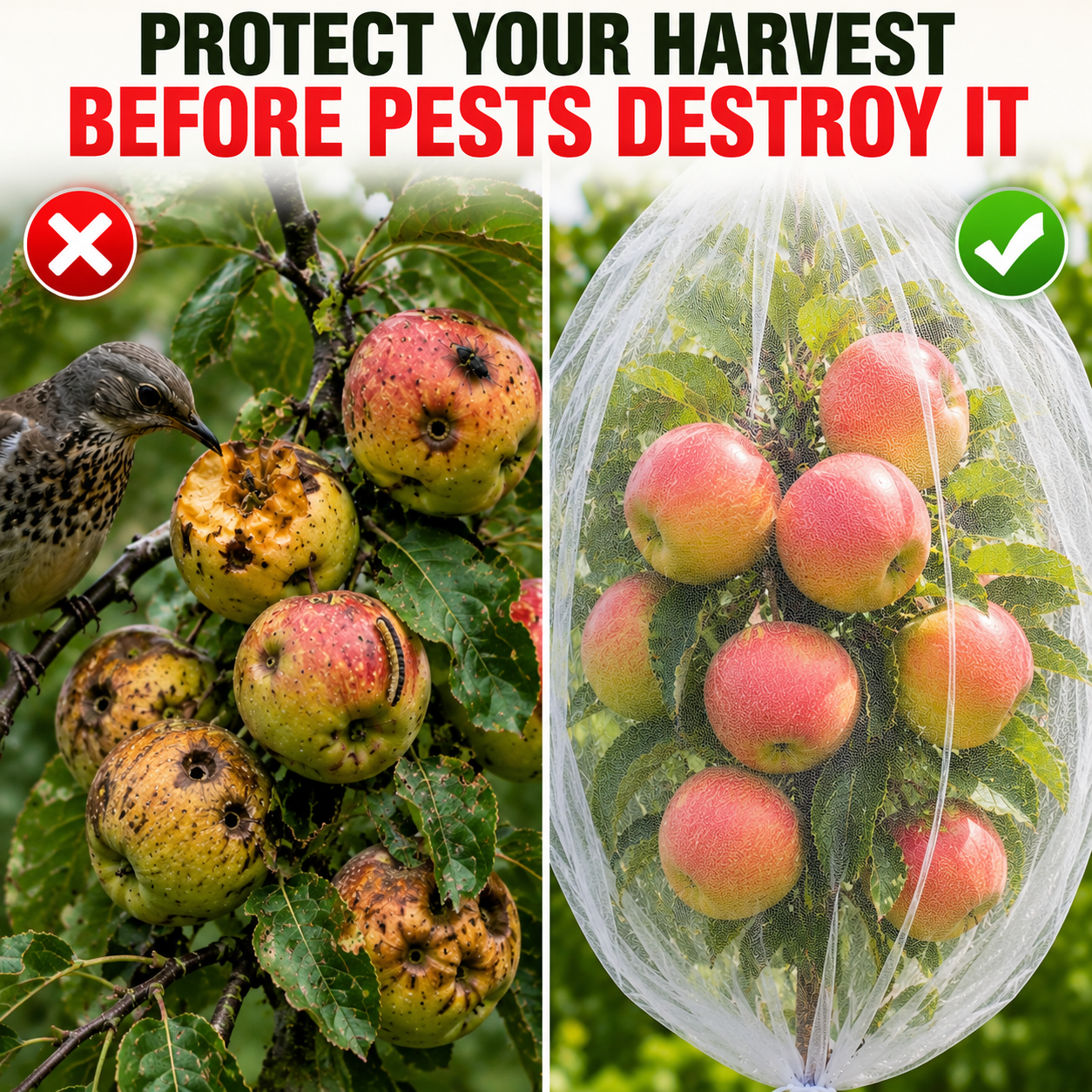 Cropshield Obstschutzbeutel - Atmungsaktives Netz, Kordelzugverschluss 1