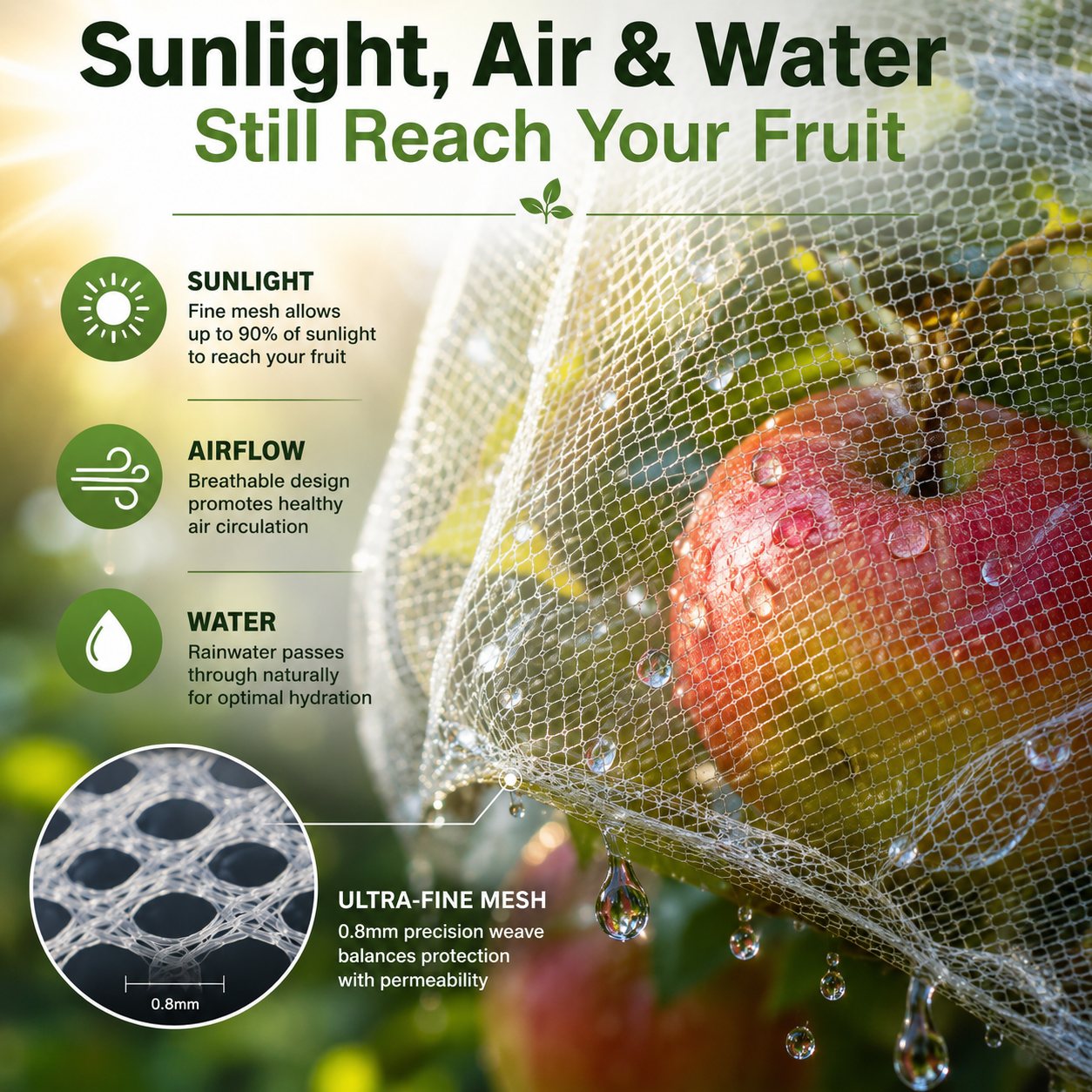 Cropshield Obstschutzbeutel - Atmungsaktives Netz, Kordelzugverschluss 5