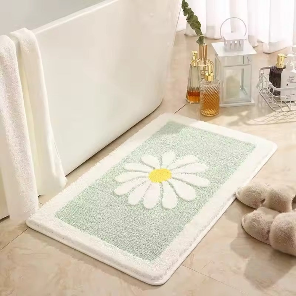Daisy Badematte - Weiche Mikrofasermischung, Rutschfest, Blumenmotiv 0