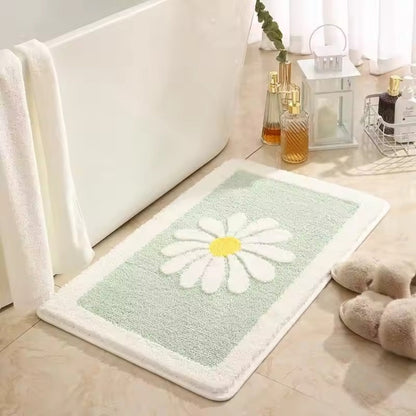 Daisy Badematte - Weiche Mikrofasermischung, Rutschfest, Blumenmotiv 0