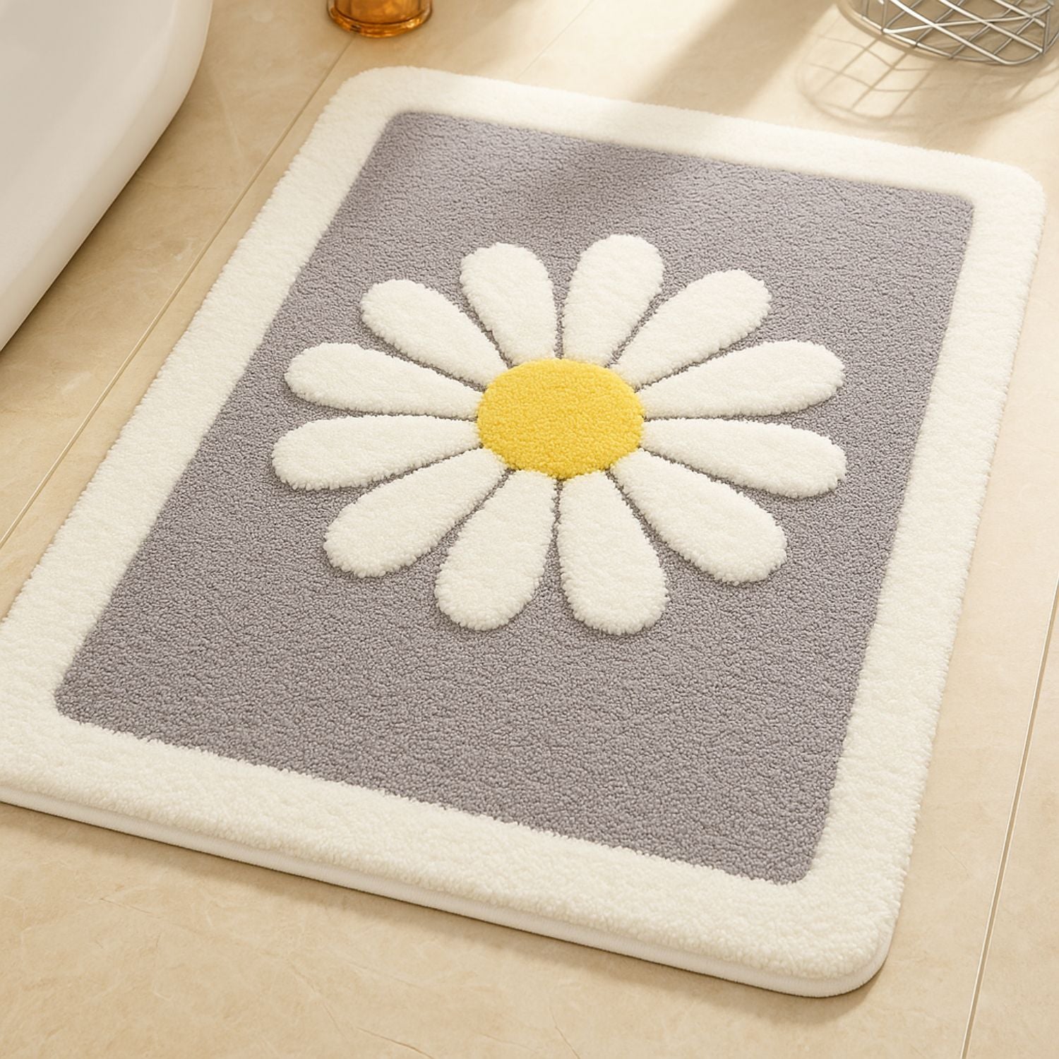 Daisy Badematte - Weiche Mikrofasermischung, Rutschfest, Blumenmotiv 1