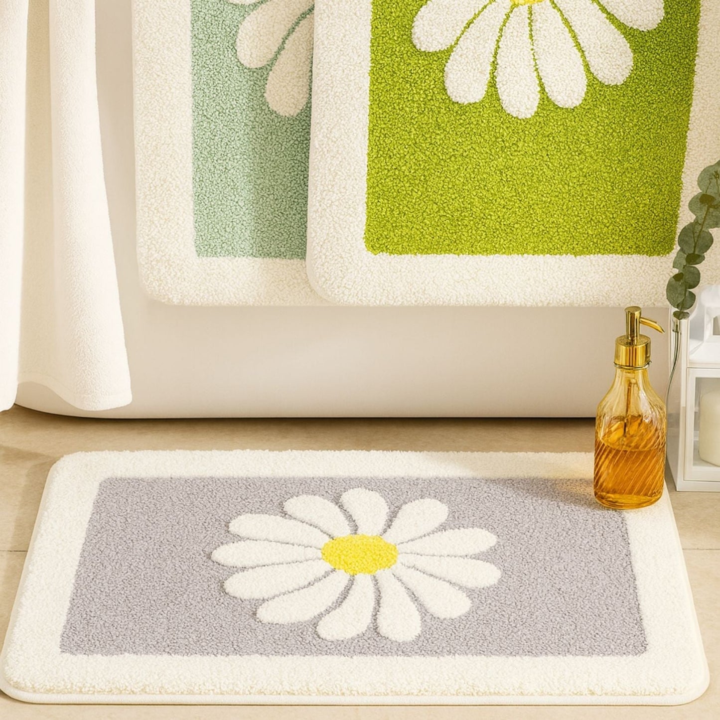 Daisy Badematte - Weiche Mikrofasermischung, Rutschfest, Blumenmotiv 2