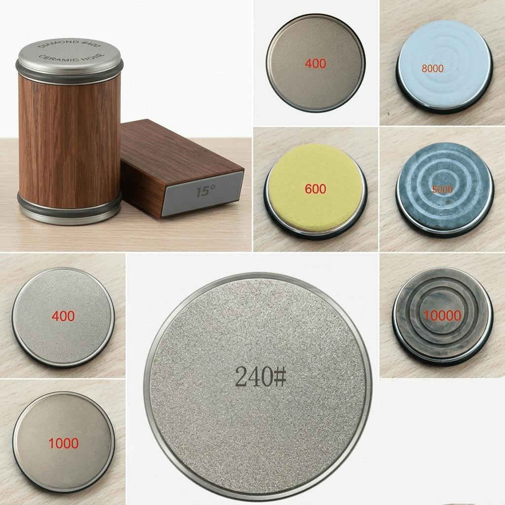 Diana Messerschärfer - Rollender Diamantschleifer mit Holzplattform 10