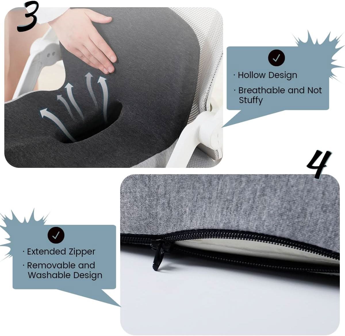 Ecolux Sitzkissen - Memory Foam, Ergonomisch und Rutschfest 4