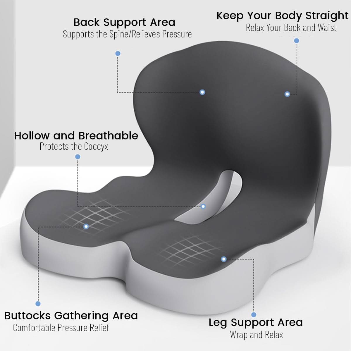 Ecolux Sitzkissen - Memory Foam, Ergonomisch und Rutschfest 5