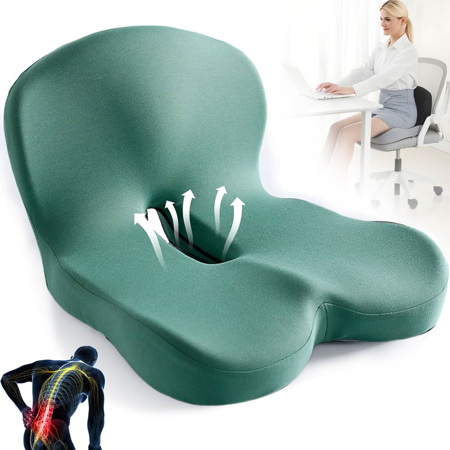 Ecolux Sitzkissen - Memory Foam, Ergonomisch und Rutschfest 6
