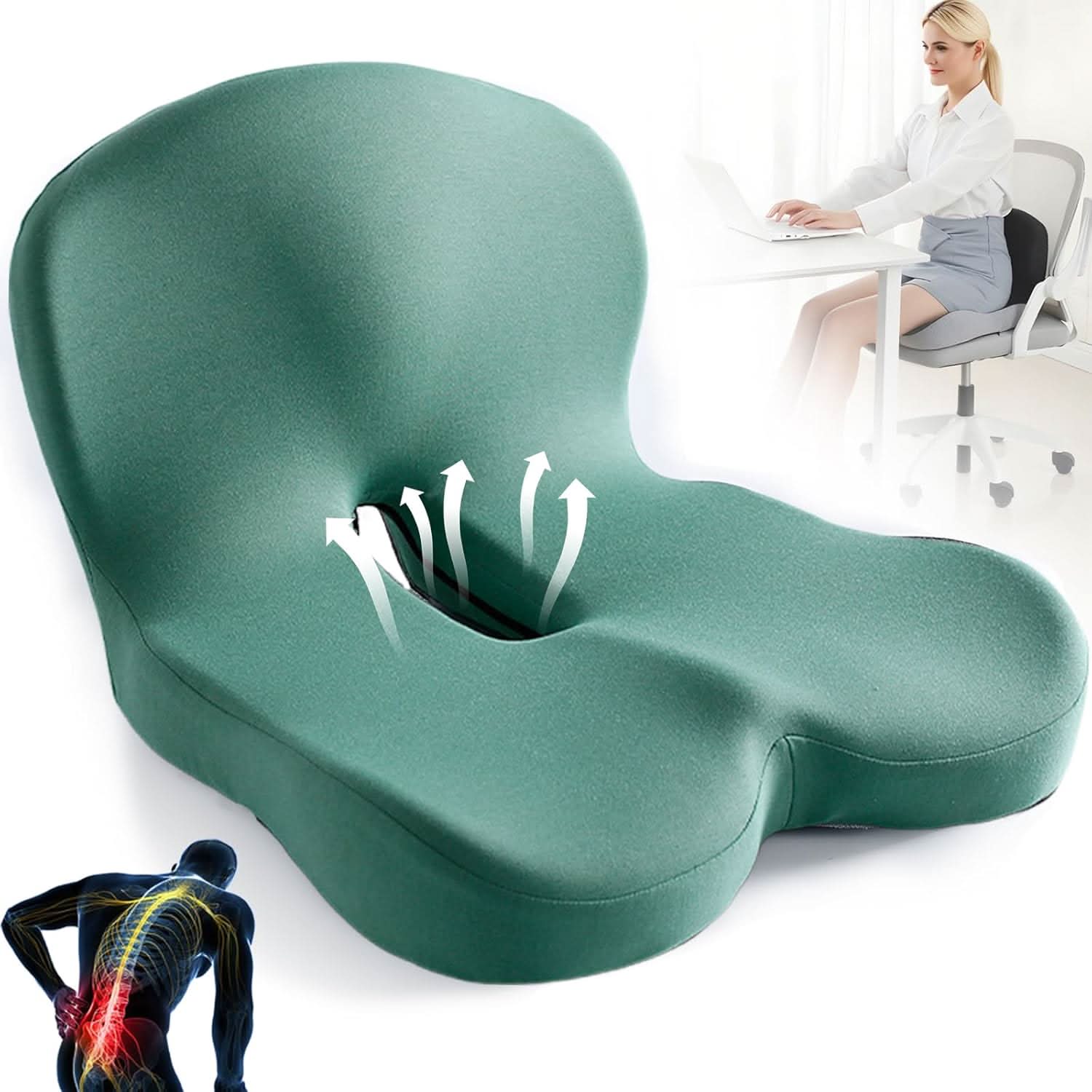 Ecolux Sitzkissen - Memory Foam, Ergonomisch und Rutschfest 6