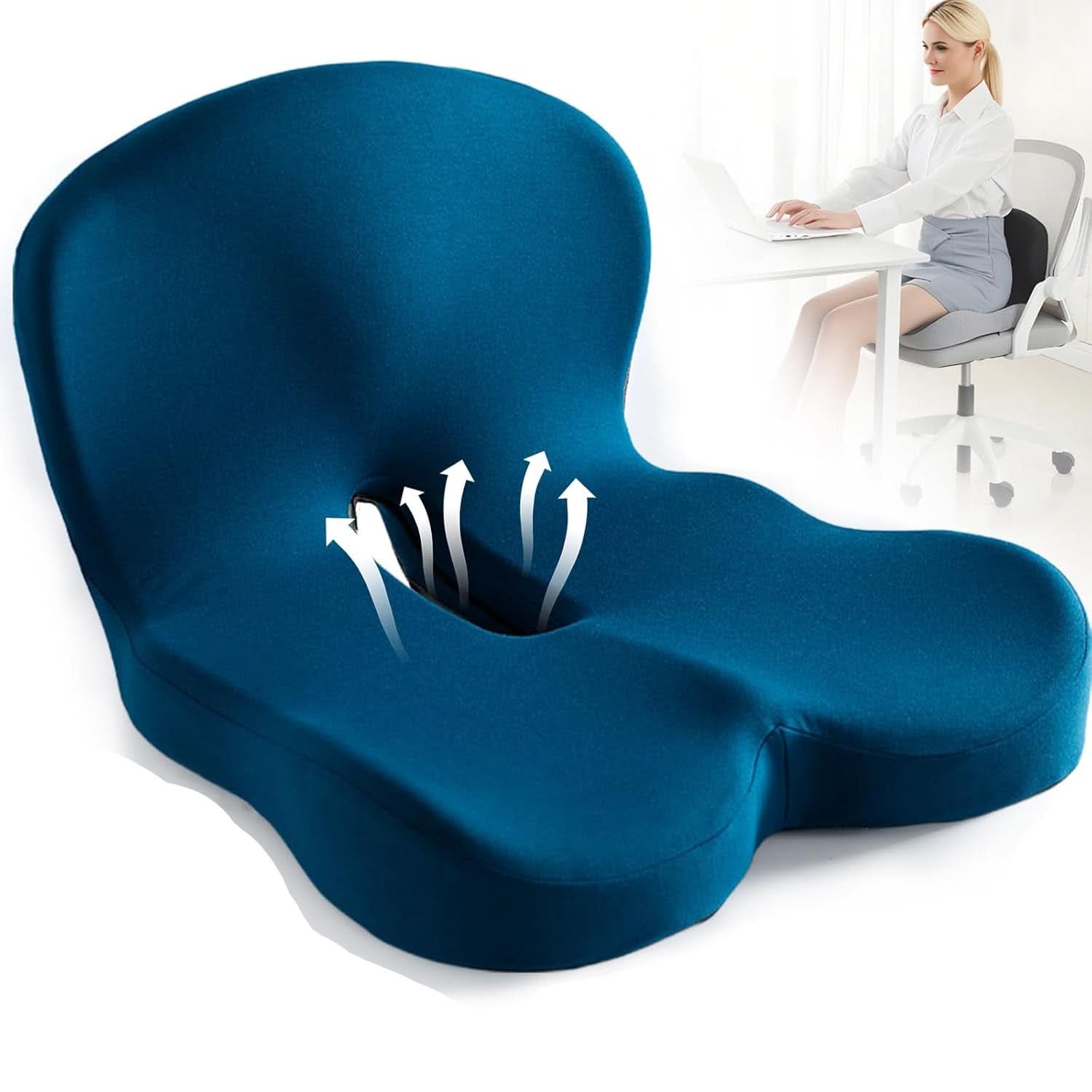 Ecolux Sitzkissen - Memory Foam, Ergonomisch und Rutschfest 8
