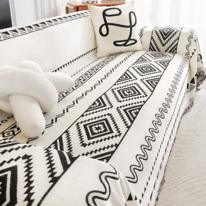 Elysia Sofaüberwurf - Baumwolle-Polyester Chenille, Geometrisches Boho-Muster 0
