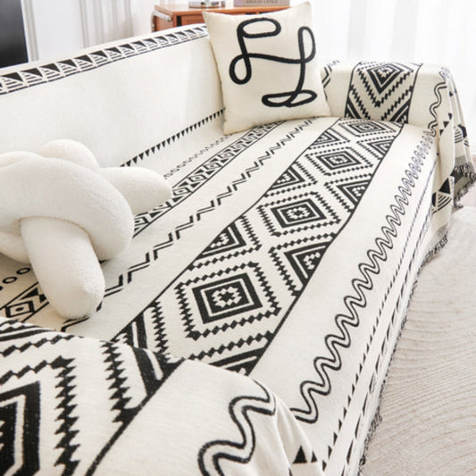 Elysia Sofaüberwurf - Baumwolle-Polyester Chenille, Geometrisches Boho-Muster 0